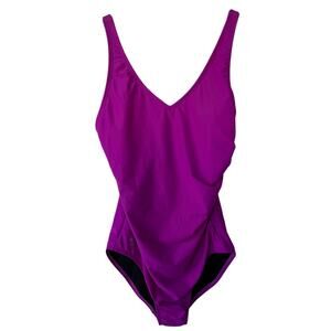 Speedo Magenta High Back One Piece swimsuit size 8